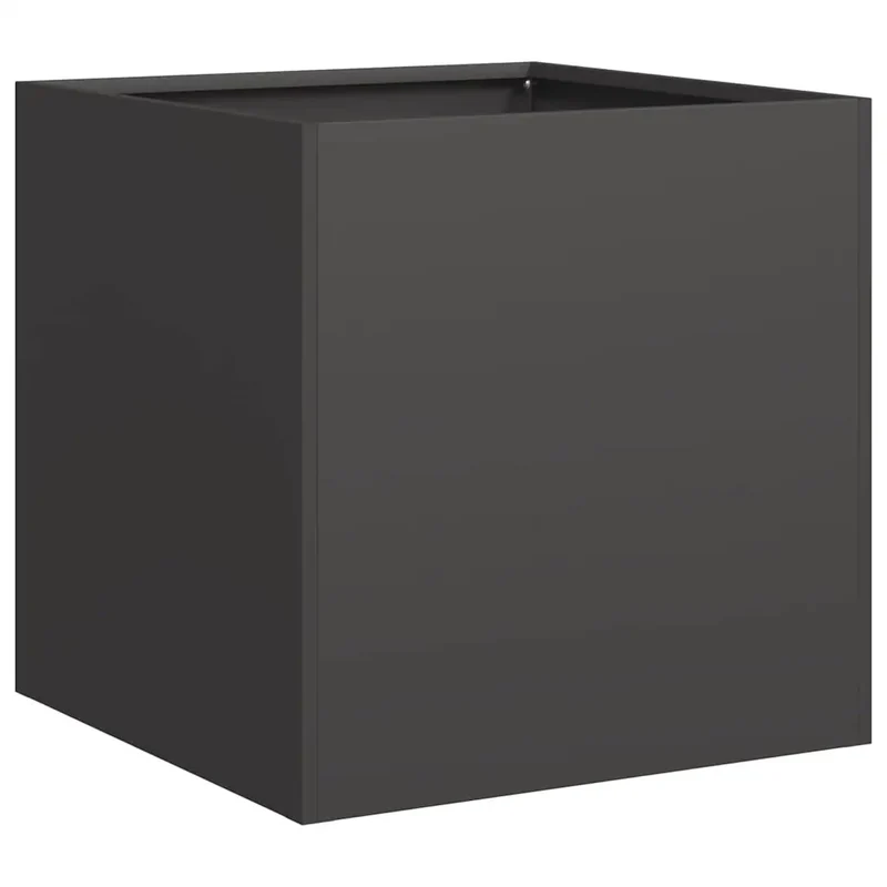 Jardinière carrée design moderne balcon jardin 40 x 40 x 40 cm avec fond ouvert en acier laminé à froid noir 02_0051451