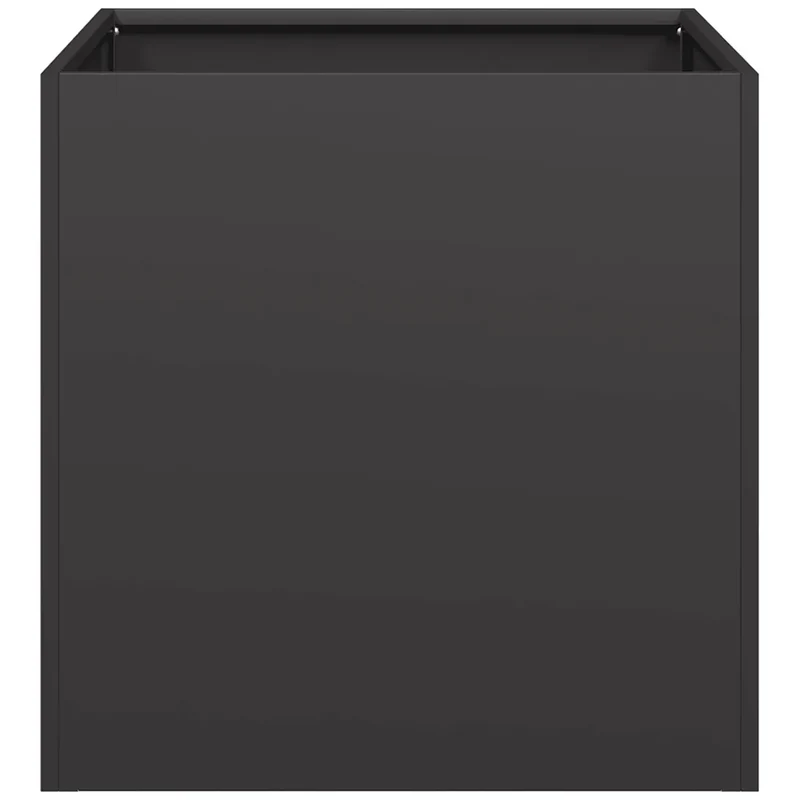 Jardinière carrée design moderne balcon jardin 40 x 40 x 40 cm avec fond ouvert en acier laminé à froid noir 02_0051451