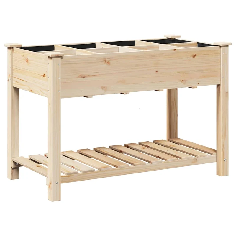 Cache-pot de jardin minimaliste avec étagère 115 x 59 x 76 cm en sapin beige 02_0058852