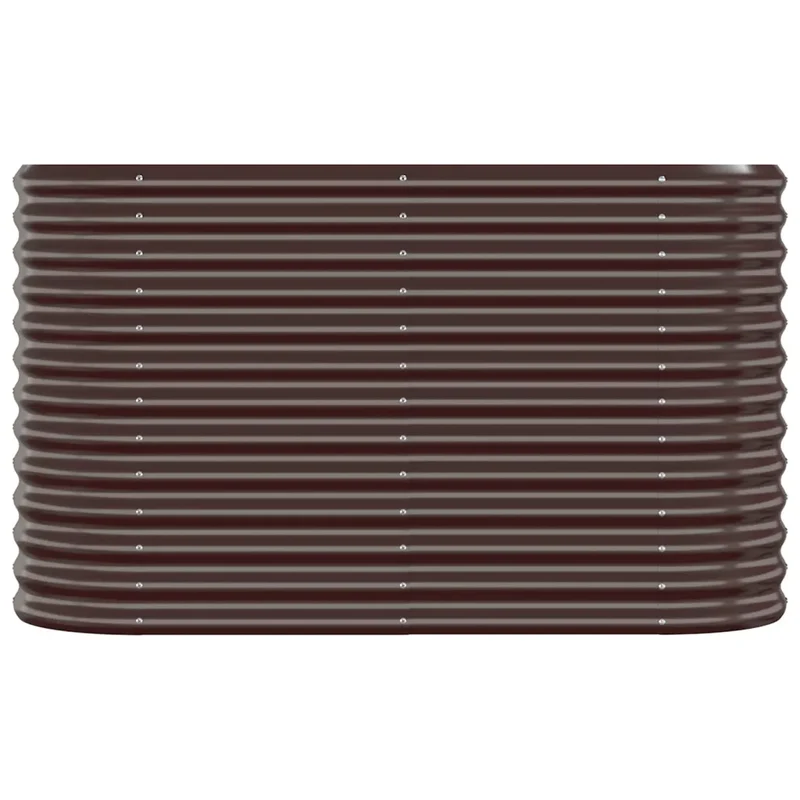 Lit surélevé de jardin ovale 114 x 40 x 68 cm idéal pour plantes et légumes contemporain en acier galvanisé marron 02_0046564
