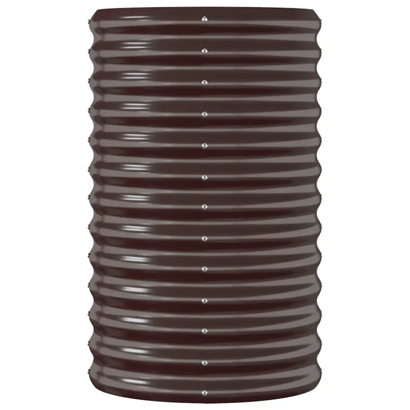 Lit surélevé de jardin ovale 114 x 40 x 68 cm idéal pour plantes et légumes contemporain en acier galvanisé marron 02_0046564