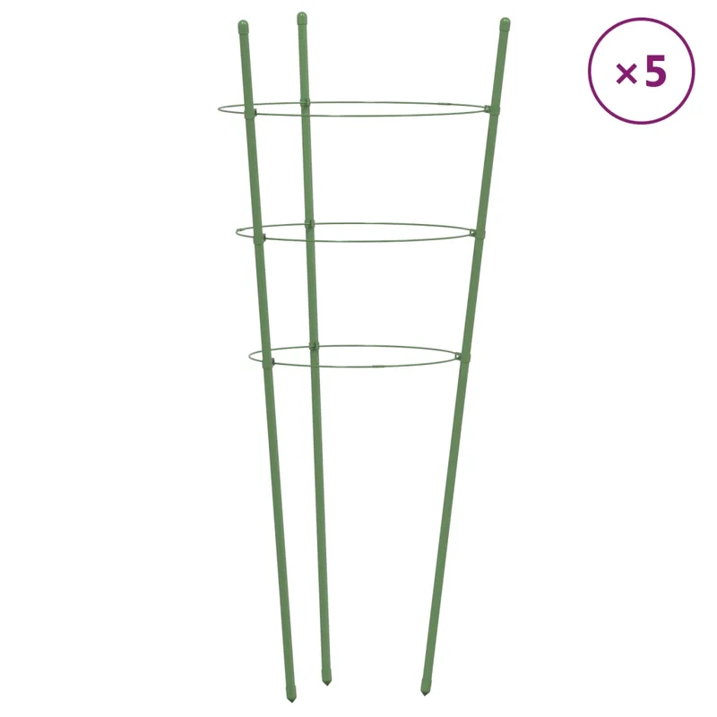 Lot de 5 supports pour plantes de jardin 28 x 25 x 75 cm fonction de soutien design moderne en acier vert 02_0046628