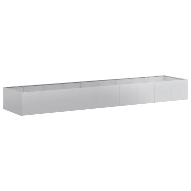 Jardinière rectangulaire décorative jardin terrasse 360 x 80 x 40 cm en acier galvanisé 02_0051554