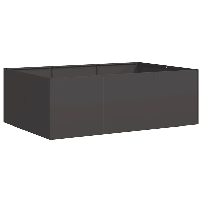 Jardinière profonde fond ouvert jardin balcon 120 x 80 x 40 cm en acier laminé à froid noir 02_0051529