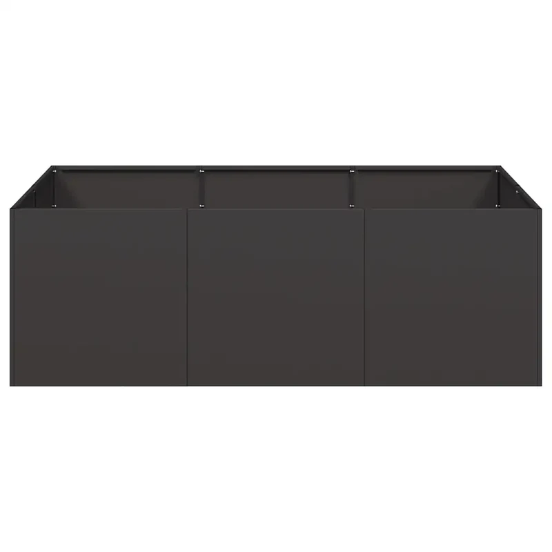Jardinière profonde fond ouvert jardin balcon 120 x 80 x 40 cm en acier laminé à froid noir 02_0051529