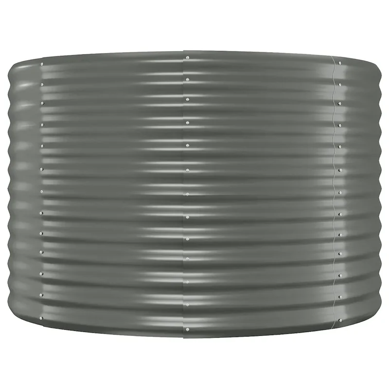 Lit surélevé de jardin rond robuste pour balcon 100 x 100 x 68 cm en acier galvanisé gris 02_0046587