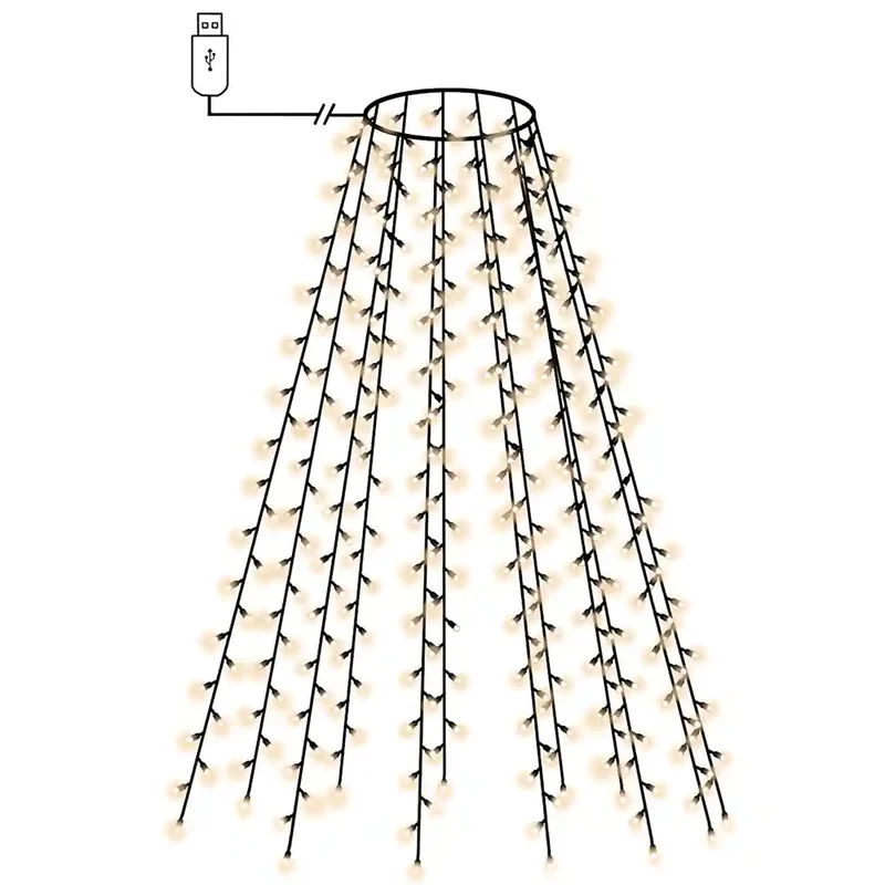 Guirlande lumineuse décorative intérieure extérieure 210 cm 210 LED effets variés ambiance festive en PVC blanc froid 02_0046775