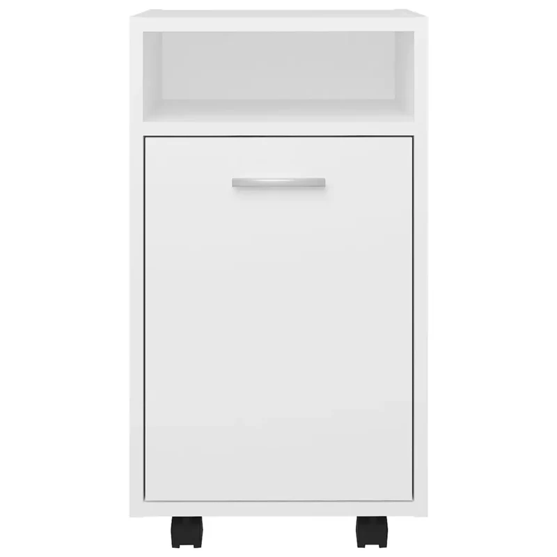 Armoire latérale sur roues pratique 33 x 38 x 60 cm pour rangement moderne en bois d'ingénierie blanc 02_0047774