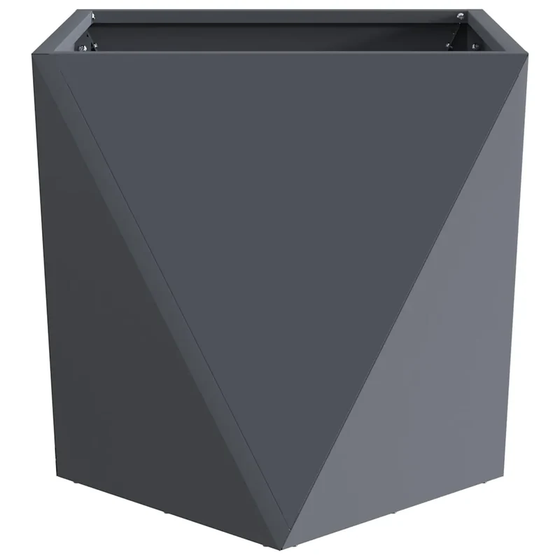 Lot de 2 jardinières carrées design moderne extérieur 40 x 40 x 40 cm en acier anthracite 02_0053067