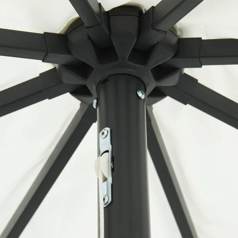 Parasol de jardin rond réglable avec bandes LED moderne terrasse 395 x 395 x 245 cm en polyester anthracite 02_0058787