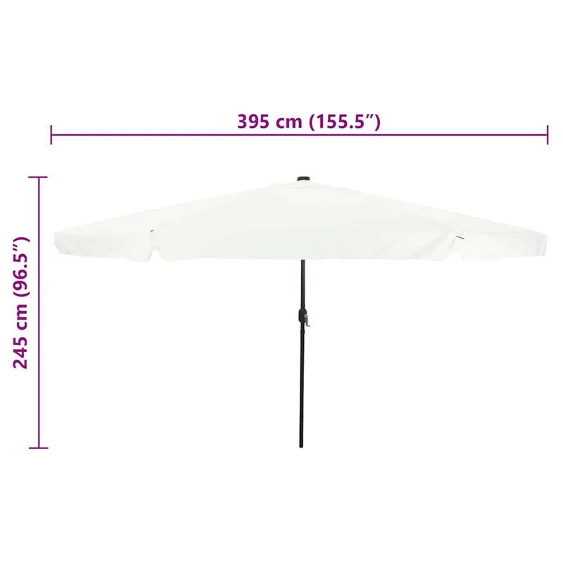 Parasol de jardin rond réglable avec bandes LED moderne terrasse 395 x 395 x 245 cm en polyester anthracite 02_0058787