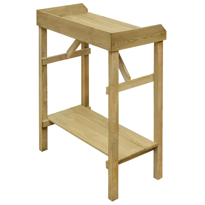 Table de jardinière en bois 75 x 40 x 90 cm avec 2 étagères design moderne jardin en pin imprégné marron 02_0045910