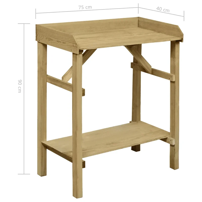 Table de jardinière en bois 75 x 40 x 90 cm avec 2 étagères design moderne jardin en pin imprégné marron 02_0045910