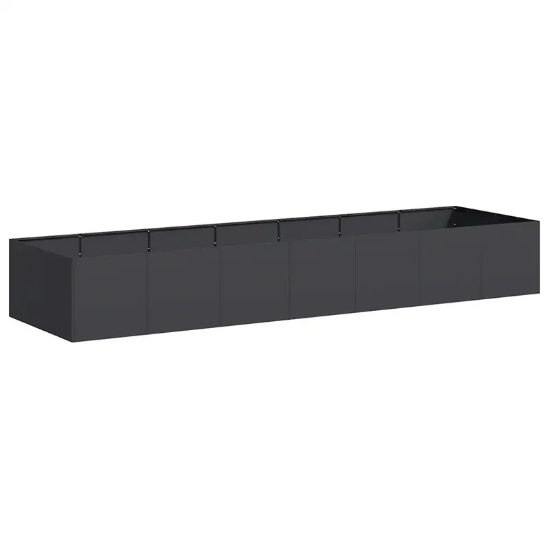 Jardinière rectangulaire pour jardin patio 280 x 80 x 40 cm design moderne esthétique en acier noir 02_0051542