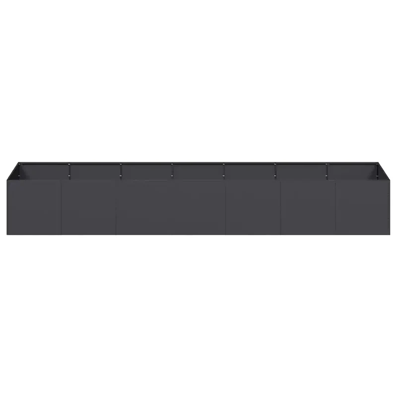 Jardinière rectangulaire pour jardin patio 280 x 80 x 40 cm design moderne esthétique en acier noir 02_0051542
