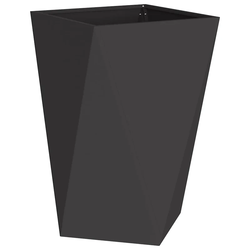 Jardinière moderne pour extérieur 50 x 50 x 75 cm avec base intégrée chic en acier noir 02_0053034