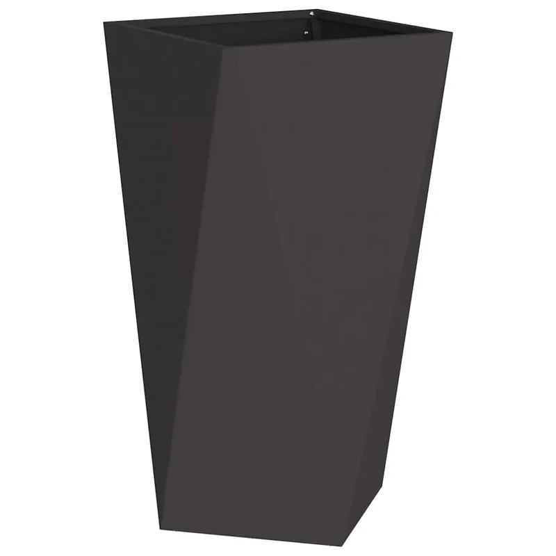 Lot de 2 jardinières carrées modernes extérieures 40 x 40 x 75 cm en acier noir 02_0053021