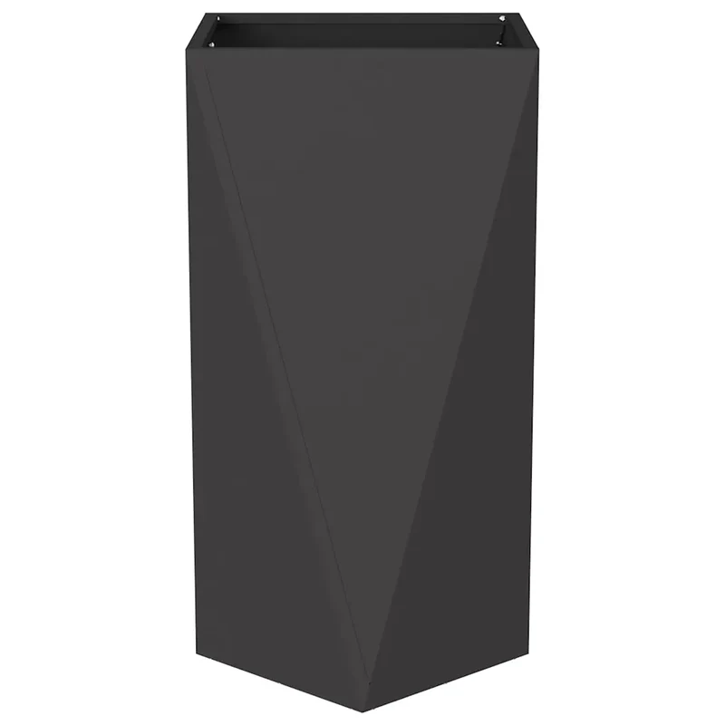 Lot de 2 jardinières carrées modernes extérieures 40 x 40 x 75 cm en acier noir 02_0053021