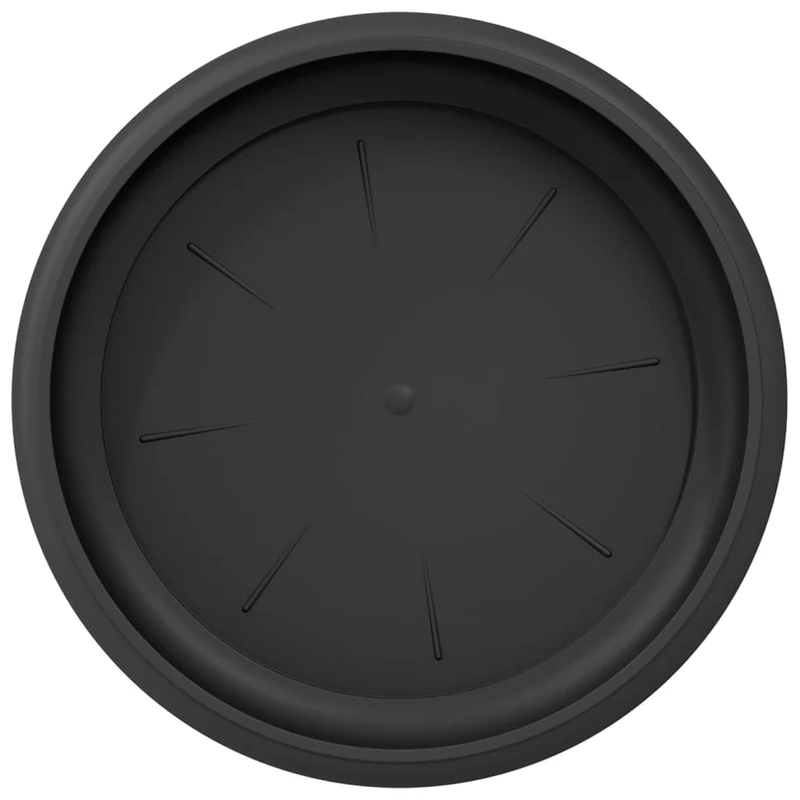 Lot de 24 plateaux à fleurs ronds 14 x 2 cm usage intérieur extérieur léger design moderne en plastique noir 02_0059354