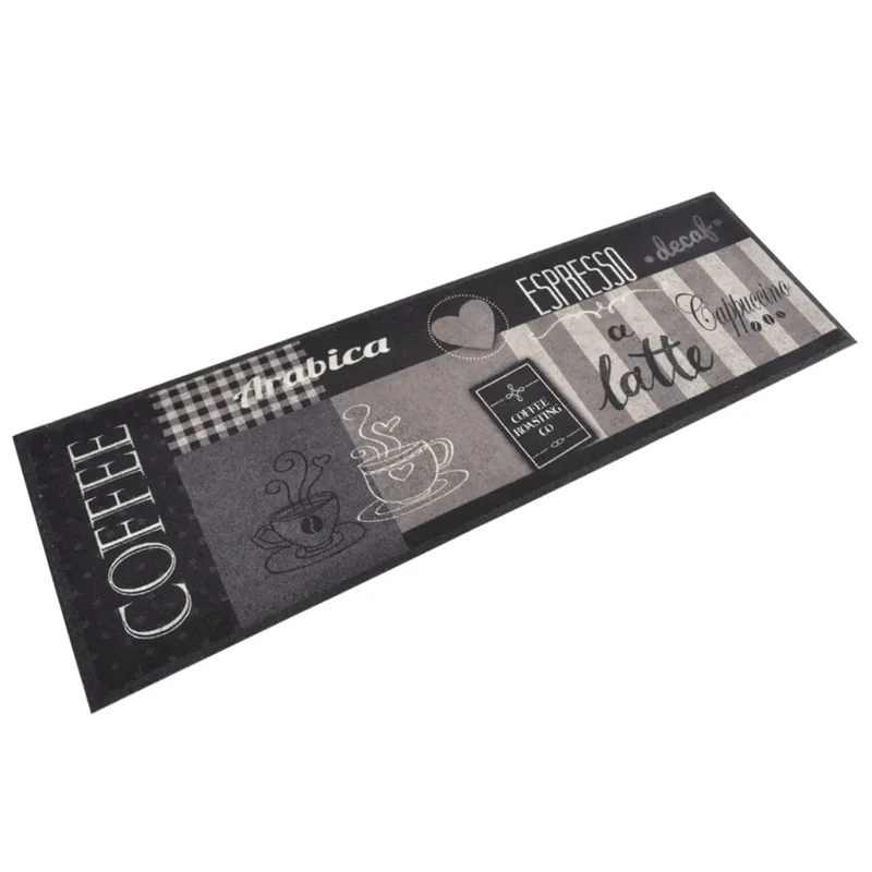 Tapis de cuisine lavable antidérapant moderne flexible 60 x 180 cm en velours noir 02_0046048