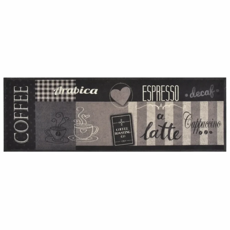 Tapis de cuisine lavable antidérapant moderne flexible 60 x 180 cm en velours noir 02_0046048