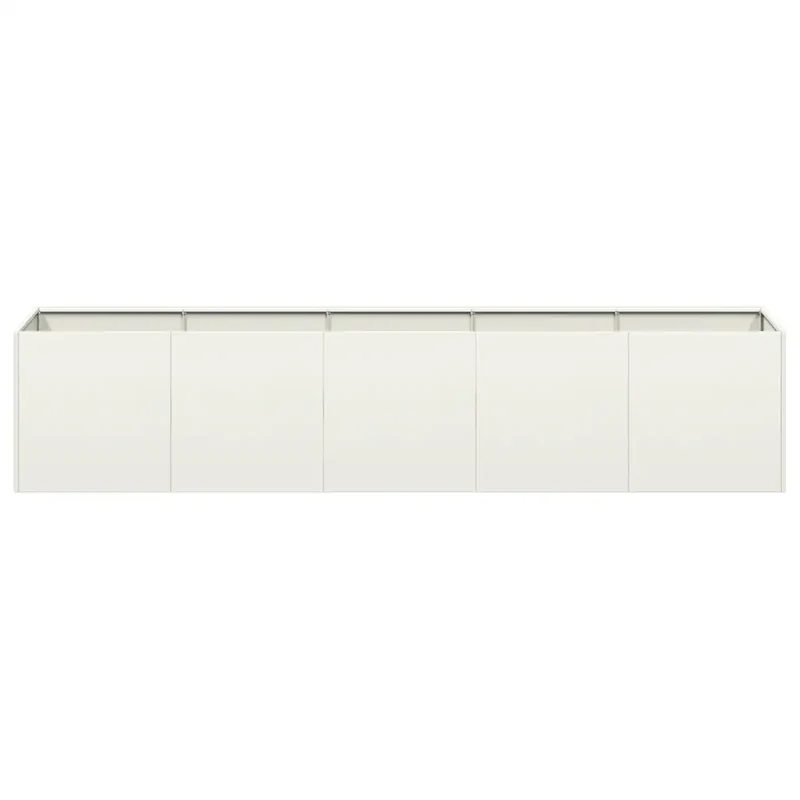 Jardinière rectangle design moderne extérieur 200 x 40 x 40 cm avec drainage efficace en acier laminé à froid blanc 02_0051472