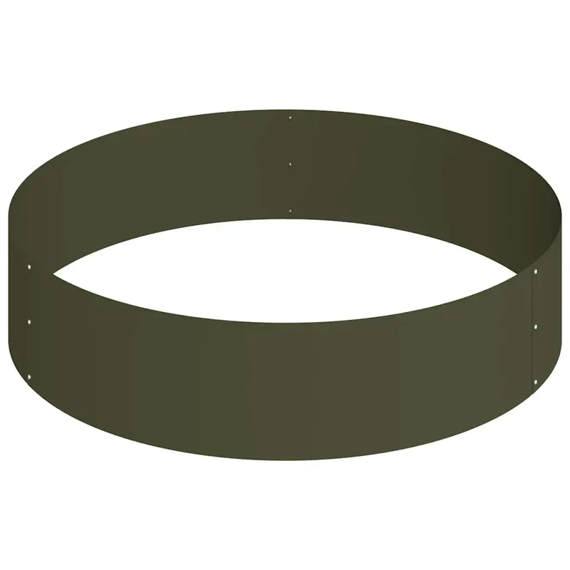 Cache-pot de jardin rond moderne extérieur 90 x 90 x 20 cm en acier vert olive 02_0052278