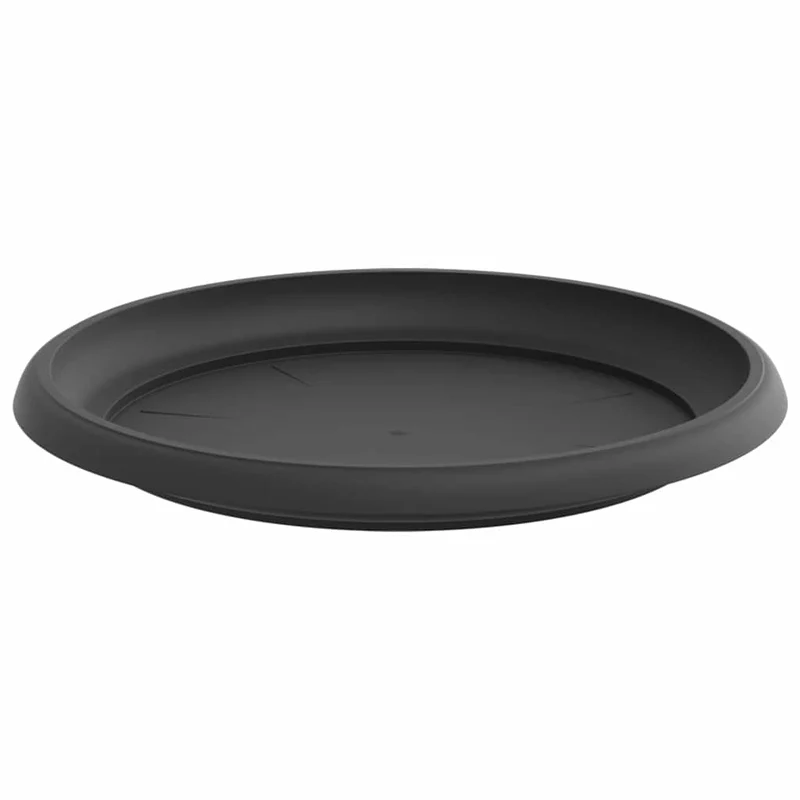 Lot de 24 plateaux à fleurs ronds 14 x 2 cm ergonomique moderne jardin terrasse en plastique noir 02_0059358