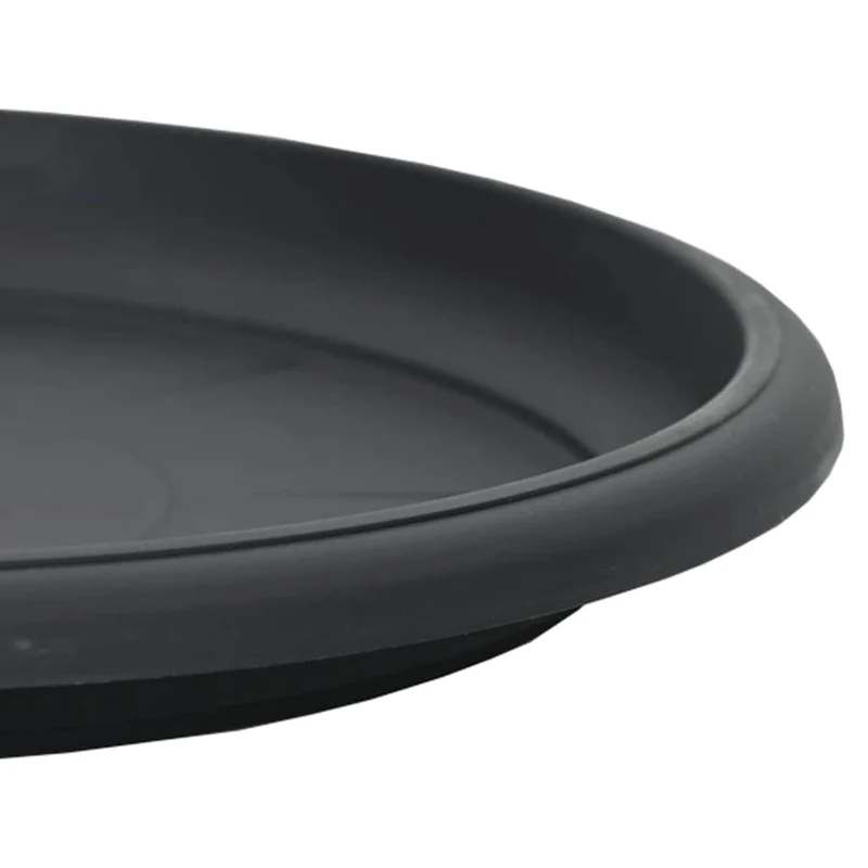 Lot de 24 plateaux à fleurs ronds 14 x 2 cm ergonomique moderne jardin terrasse en plastique noir 02_0059358