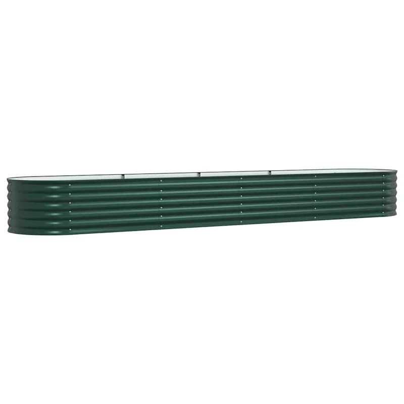 Jardinière surélevée moderne minimaliste jardin terrasse 400 x 80 x 44 cm en acier vert 02_0058907