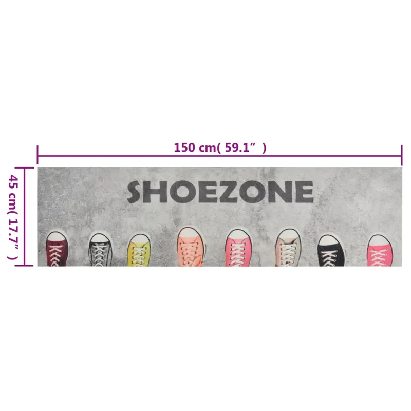 Tapis de cuisine lavable élégant design impression Shoezone 150 x 45 cm antidérapant en velours noir 02_0046053