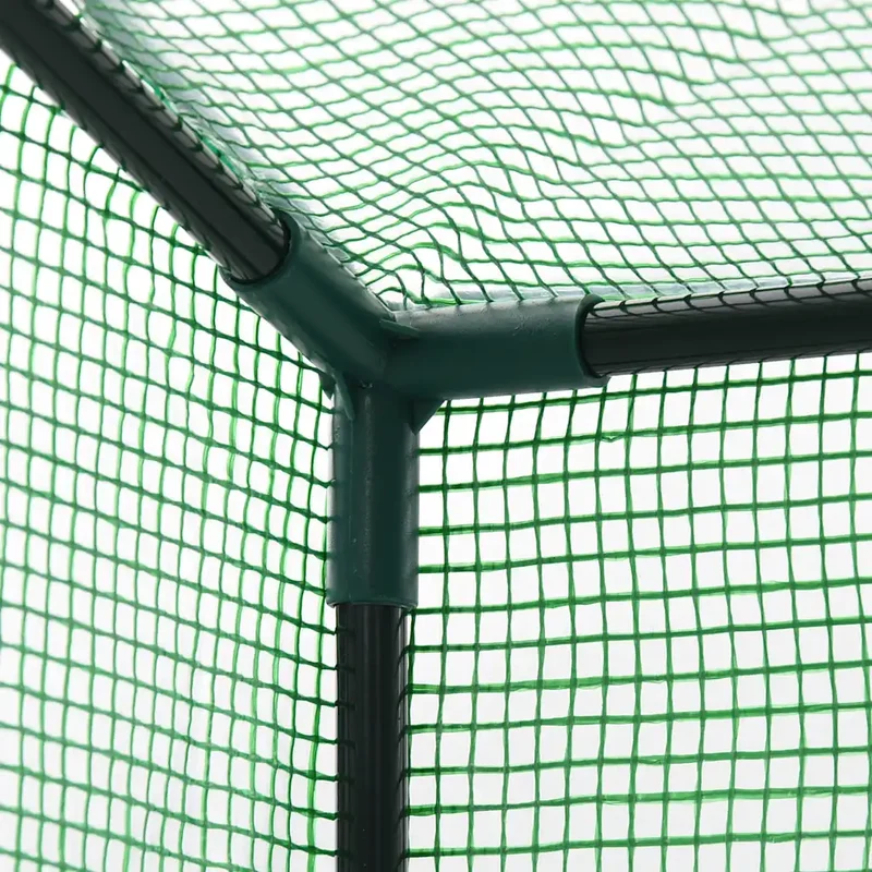 Serre à passage avec porte zippée et fenêtre ventilée 200 x 80 x 173 cm en acier vert 02_0045931