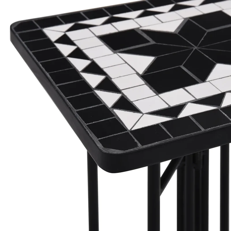 Table de bistro mosaïque extérieure 35 x 35 x 56 cm design moderne jardin terrasse en céramique noire 02_0045926