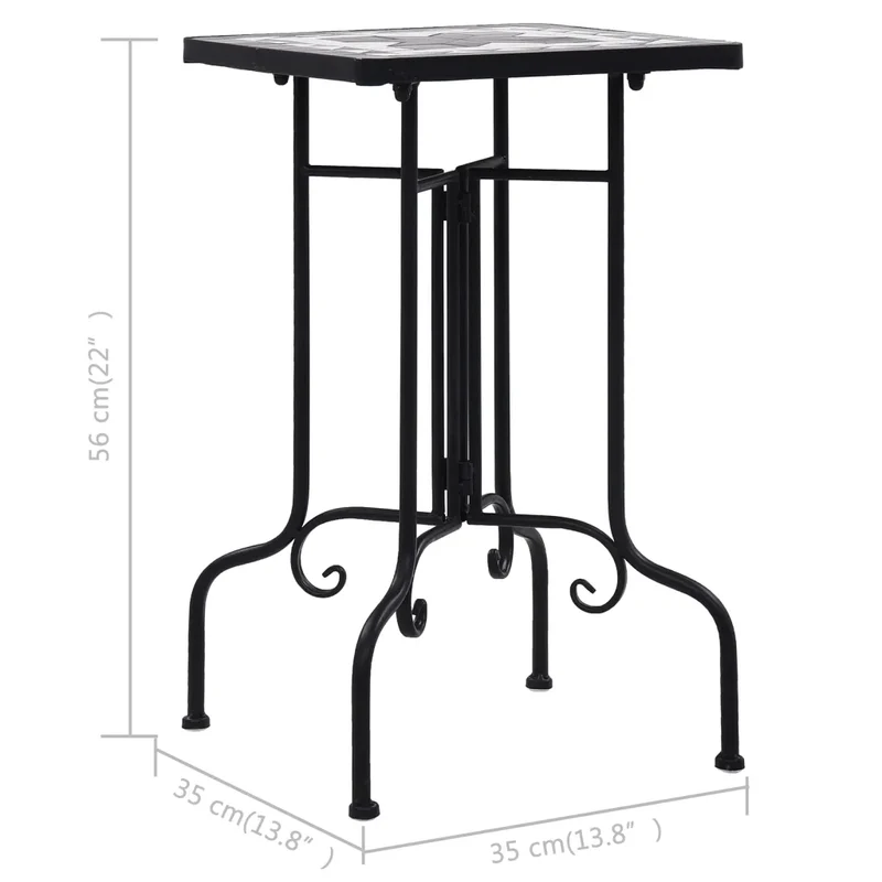 Table de bistro mosaïque extérieure 35 x 35 x 56 cm design moderne jardin terrasse en céramique noire 02_0045926
