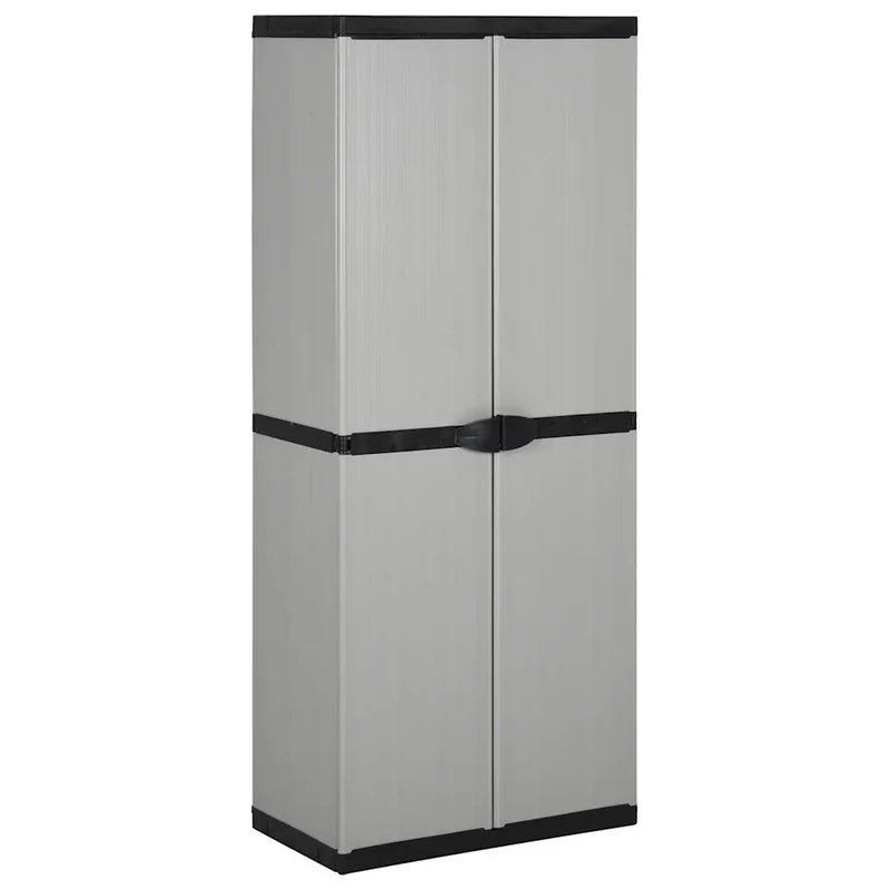 Armoire de rangement de jardin 3 étagères utilisable en extérieur 68 x 40 x 168 cm en PVC gris 02_0047064
