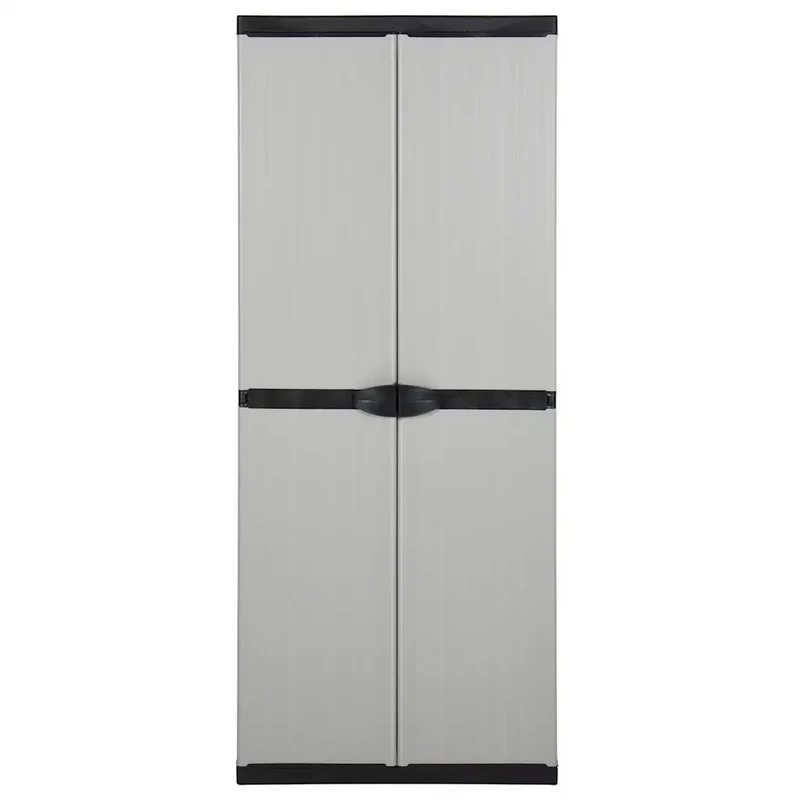 Armoire de rangement de jardin 3 étagères utilisable en extérieur 68 x 40 x 168 cm en PVC gris 02_0047064