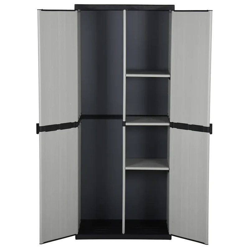 Armoire de rangement de jardin 3 étagères utilisable en extérieur 68 x 40 x 168 cm en PVC gris 02_0047064