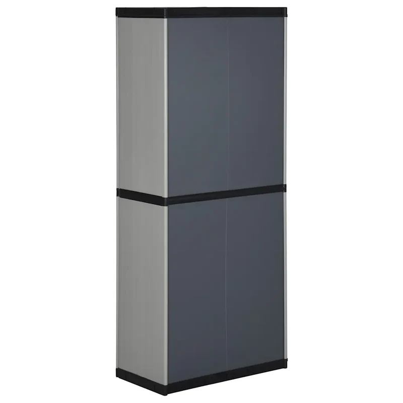 Armoire de rangement de jardin 3 étagères utilisable en extérieur 68 x 40 x 168 cm en PVC gris 02_0047064