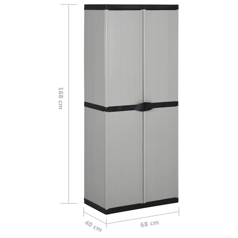 Armoire de rangement de jardin 3 étagères utilisable en extérieur 68 x 40 x 168 cm en PVC gris 02_0047064