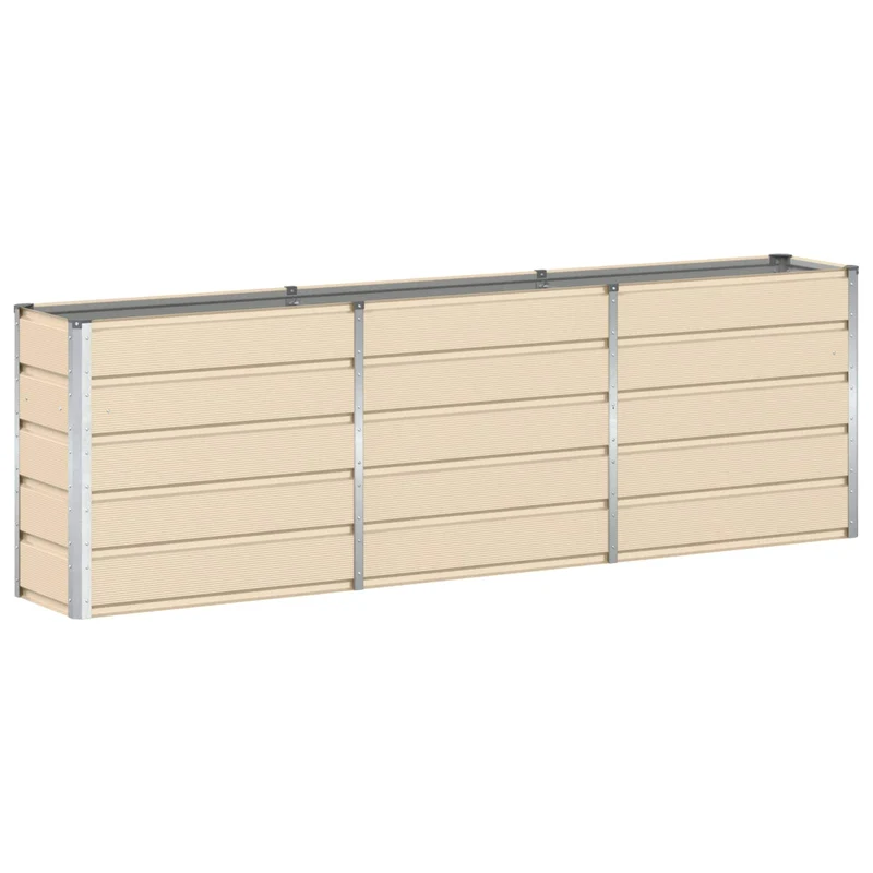 Jardinière moderne design minimaliste terrasse 160 x 40 x 75 cm en acier ivoire 02_0059142
