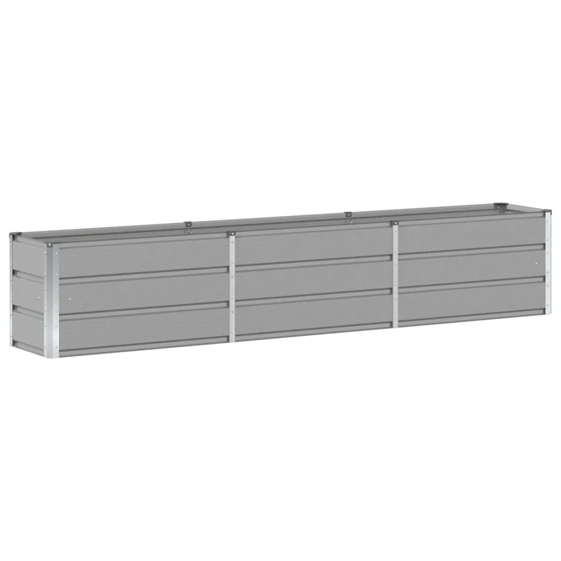 Jardinière moderne polyvalente intérieur extérieur 240 x 40 x 45 cm en acier gris clair 02_0059183