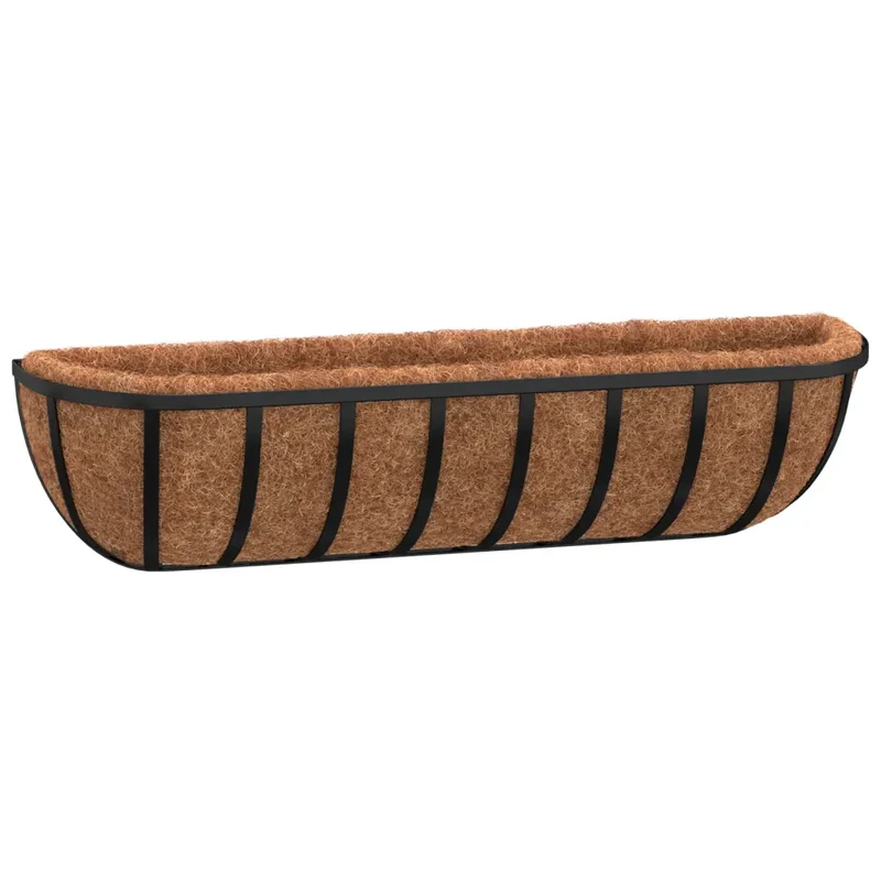 Lot de 2 jardinières murales en acier noir 76 x 21 x 16 cm finition robuste décoratif ambiance cosy 02_0046613