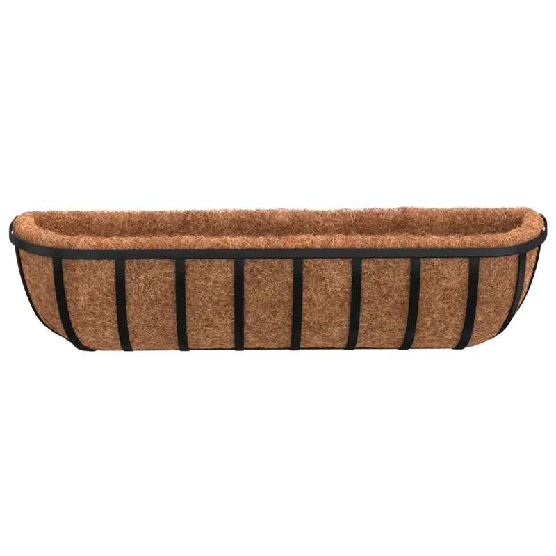 Lot de 2 jardinières murales en acier noir 76 x 21 x 16 cm finition robuste décoratif ambiance cosy 02_0046613