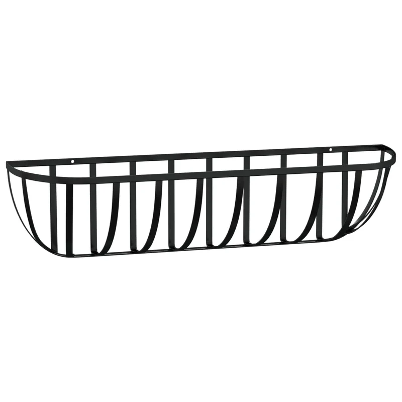 Lot de 2 jardinières murales en acier noir 76 x 21 x 16 cm finition robuste décoratif ambiance cosy 02_0046613