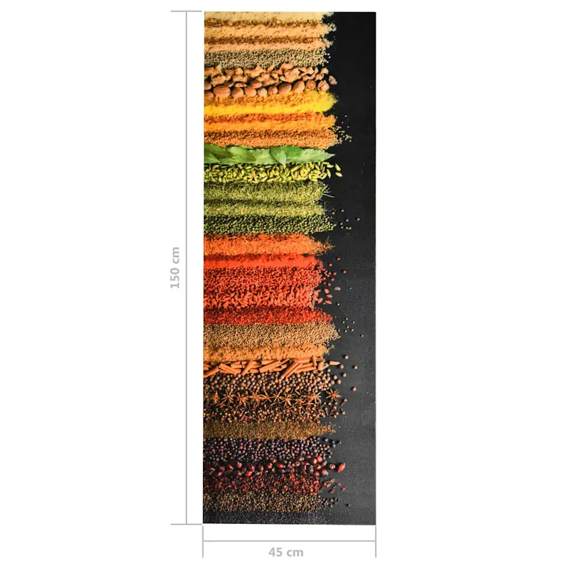 Tapis de sol rectangulaire lavable cuisine couloir 150 x 45 cm antidérapant design contemporain en polyamide beige 02_0046719