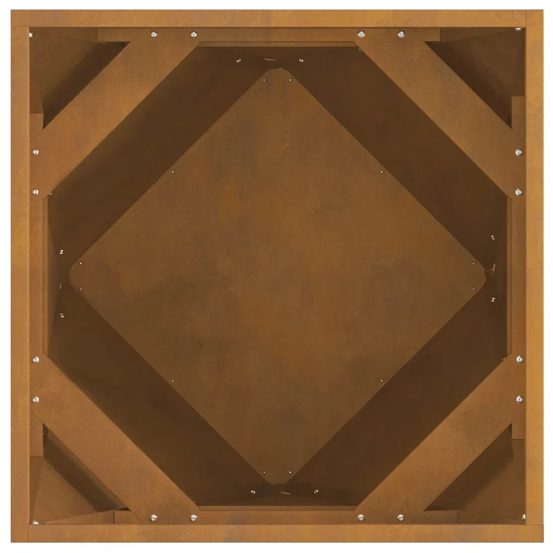 Lot de 2 jardinières design moderne extérieures 50 x 50 x 50 cm en acier rouillé 02_0053089