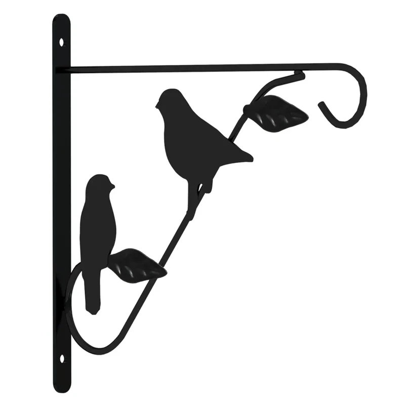 Lot de 4 supports de panier suspendu polyvalents jardin 29,5 x 26 cm en acier noir 02_0055339