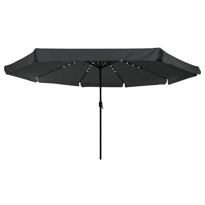 Parasol de jardin rond moderne 395 x 395 x 245 cm éclaire LED durable terrasse en polyester anthracite 02_0058789