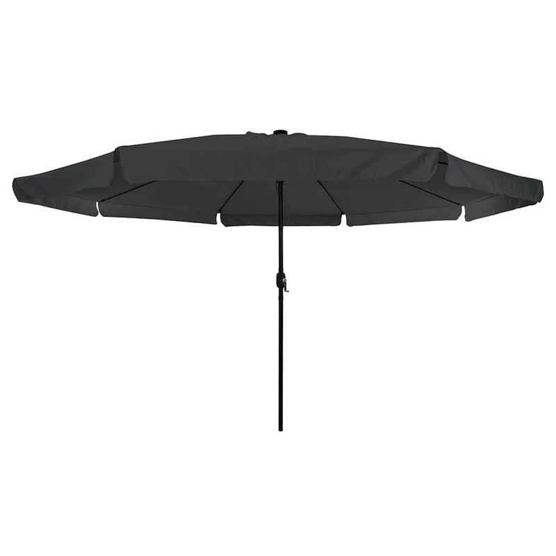 Parasol de jardin rond moderne 395 x 395 x 245 cm éclaire LED durable terrasse en polyester anthracite 02_0058789