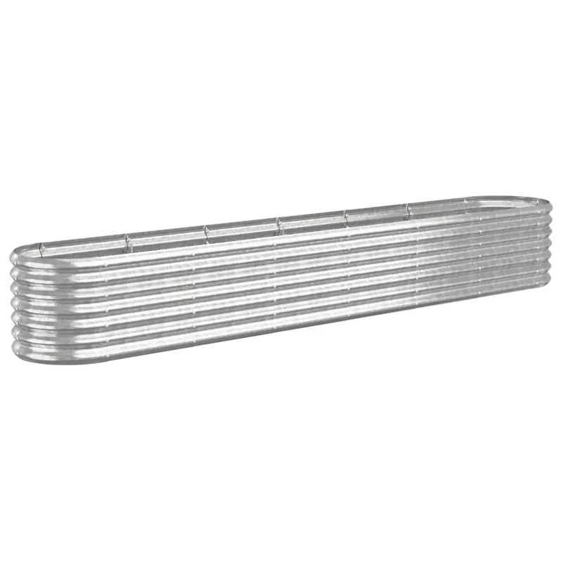 Lit surélevé de jardin ovale 260 x 40 x 36 cm robuste résistant aux intempéries en acier galvanisé argenté 02_0046562